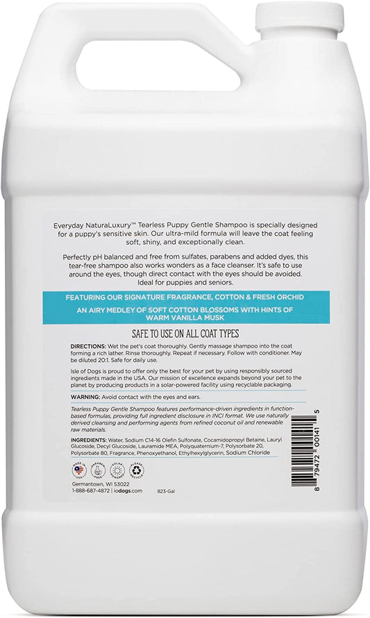 Isle of Dogs Tearless Puppy Shampoo – Cotton & Fresh Orchid, Sulfate & Paraben Free, 1 Gallon