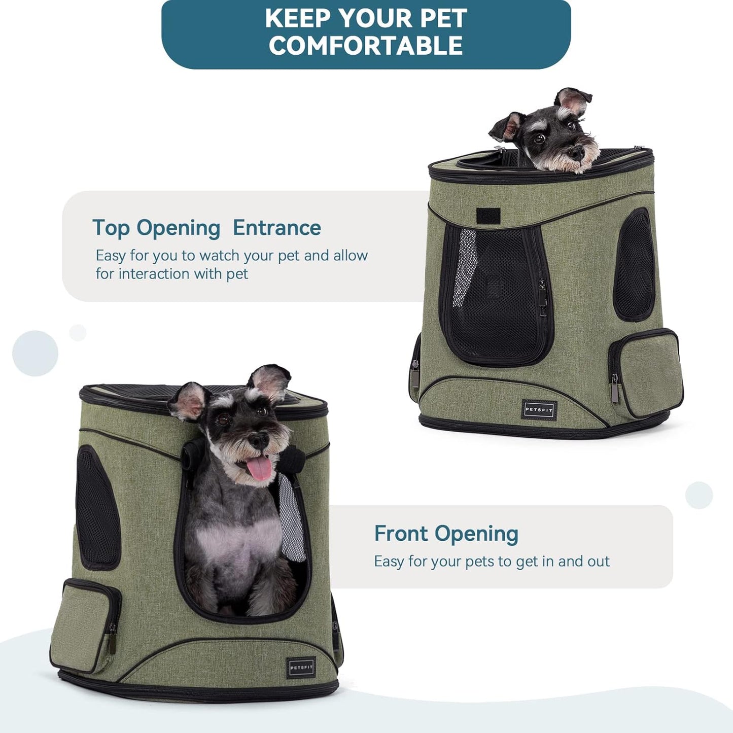 Petsfit Pet Backpack Carrier – Upgraded Waist Support Travel Backpack for Small Dogs, Cats, and Rabbits