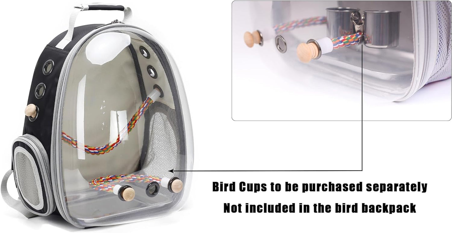 Bird Travel Carrier Backpack – Clear Space Capsule Bird Cage for Parakeets, Cockatiels & Small Parrots