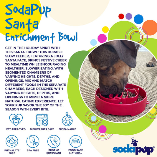 Santa eBowl Slow Feeder Dog Bowl – Christmas Enrichment Bowl
