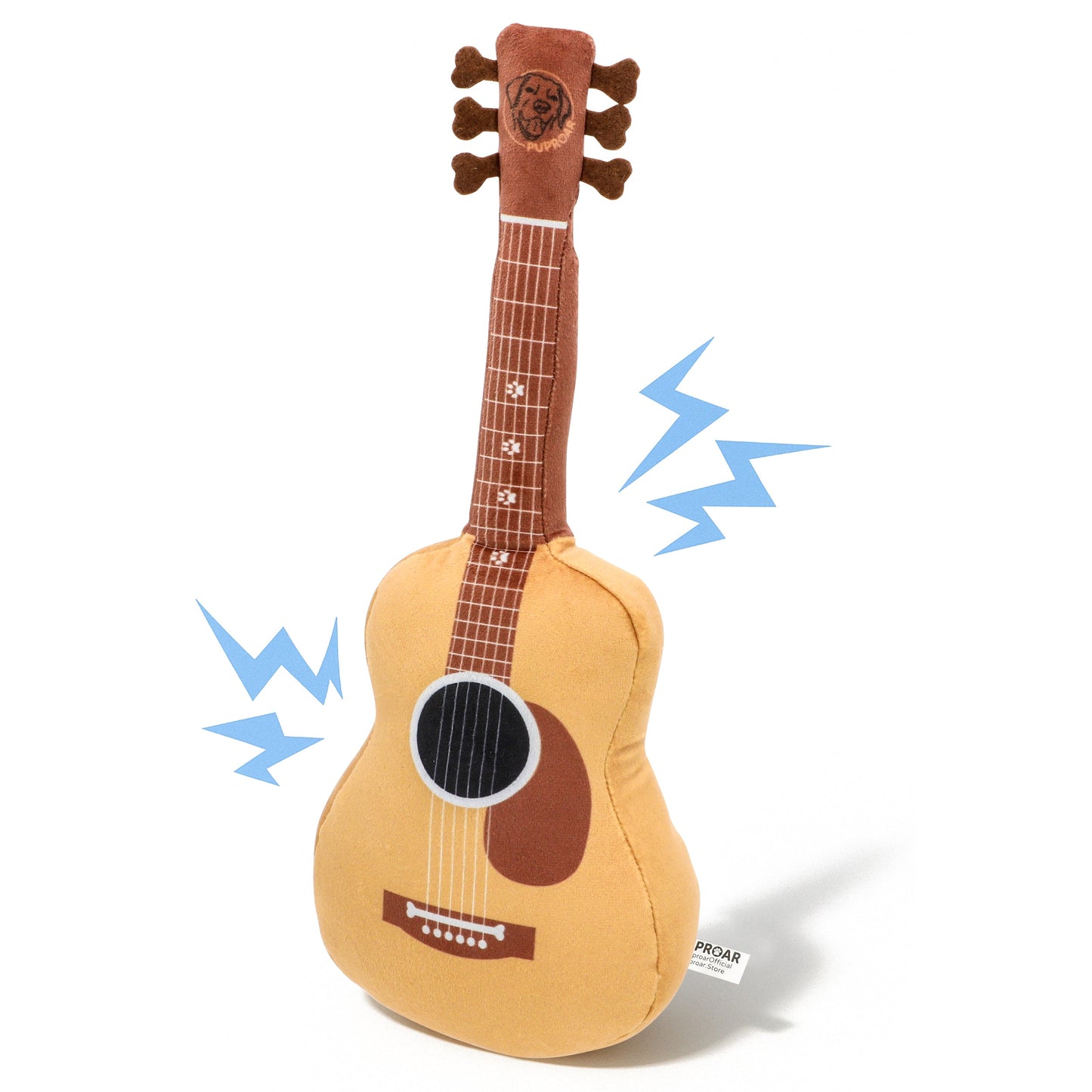 PupRoar Guitar Squeaky Plush Dog Toy with Crinkle