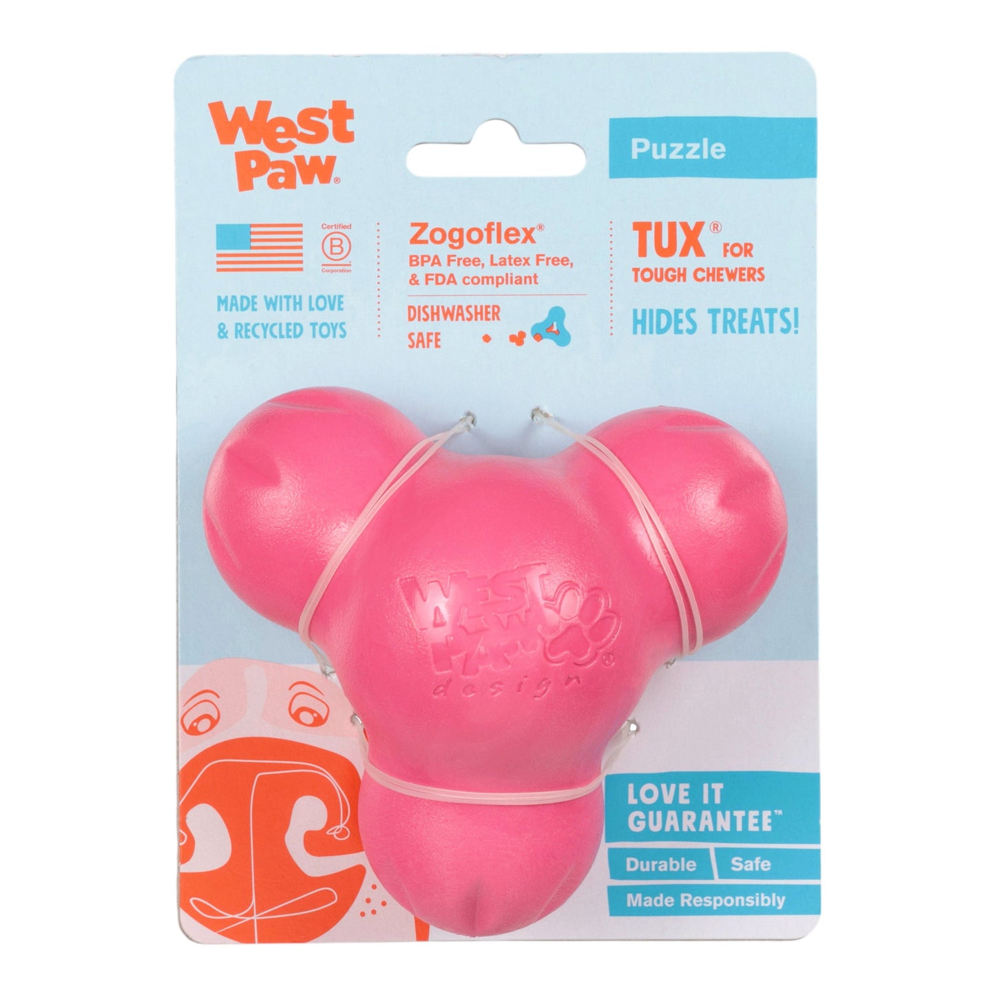 West Paw Tux Geranium Treat Toy – Tough Puzzle Toy
