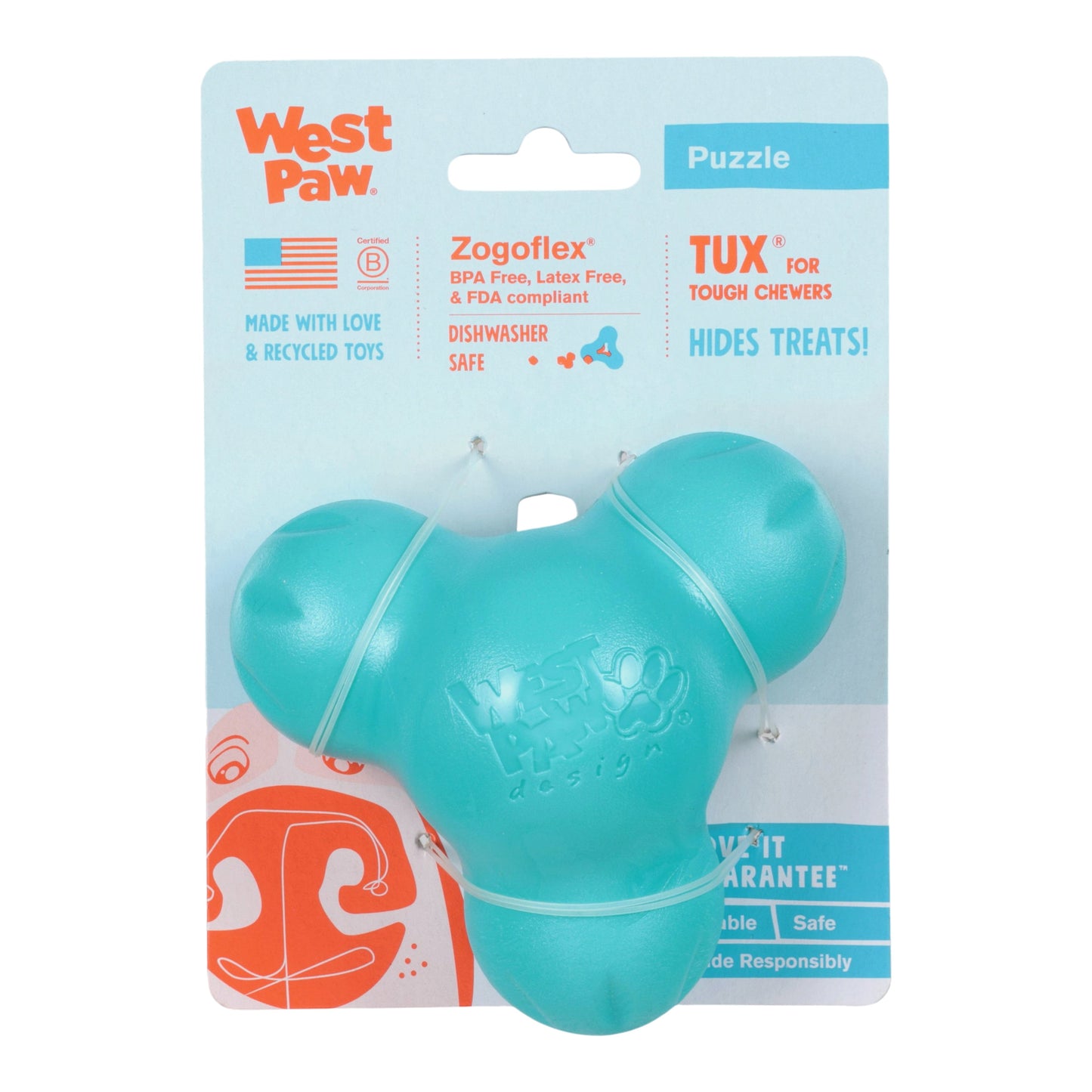 West Paw Tux Tough Treat Toy for Dogs – Teal