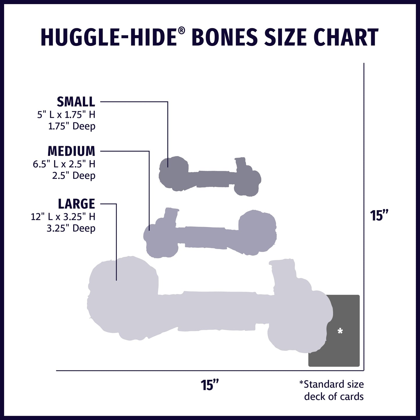 HuggleHounds Huggle-Hide Natural Leather Bone Dog Toys, 3-Pack