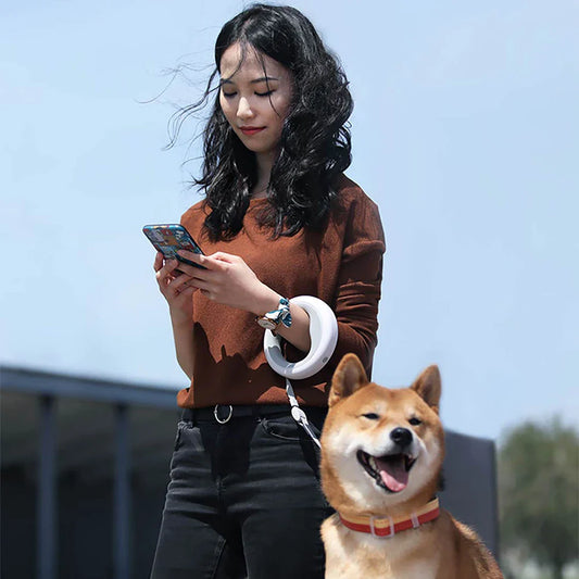 2 in 1 Retractable Dog Puppy LED Ring lighting Flexible Pet Traction Rope Leash
