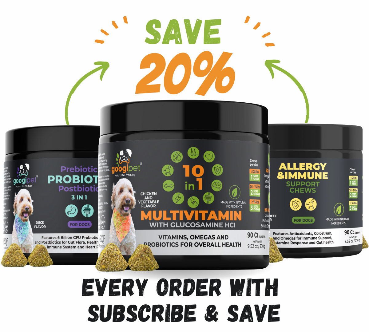 Googipet 10-in-1 Multivitamin Chews for Dogs – Chicken Flavor