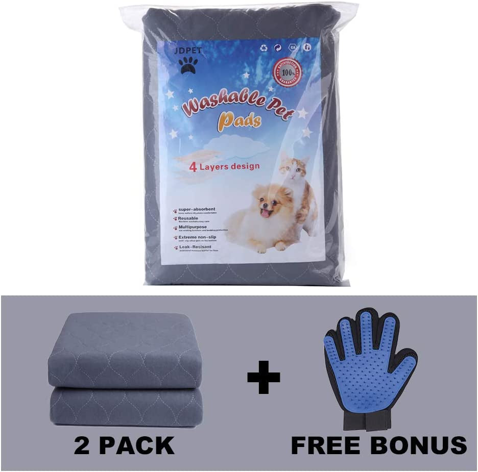 Washable Dog Pee Pads with Grooming Gloves – Reusable Waterproof Puppy Training Pads for Dogs, Cats, and Small Pets