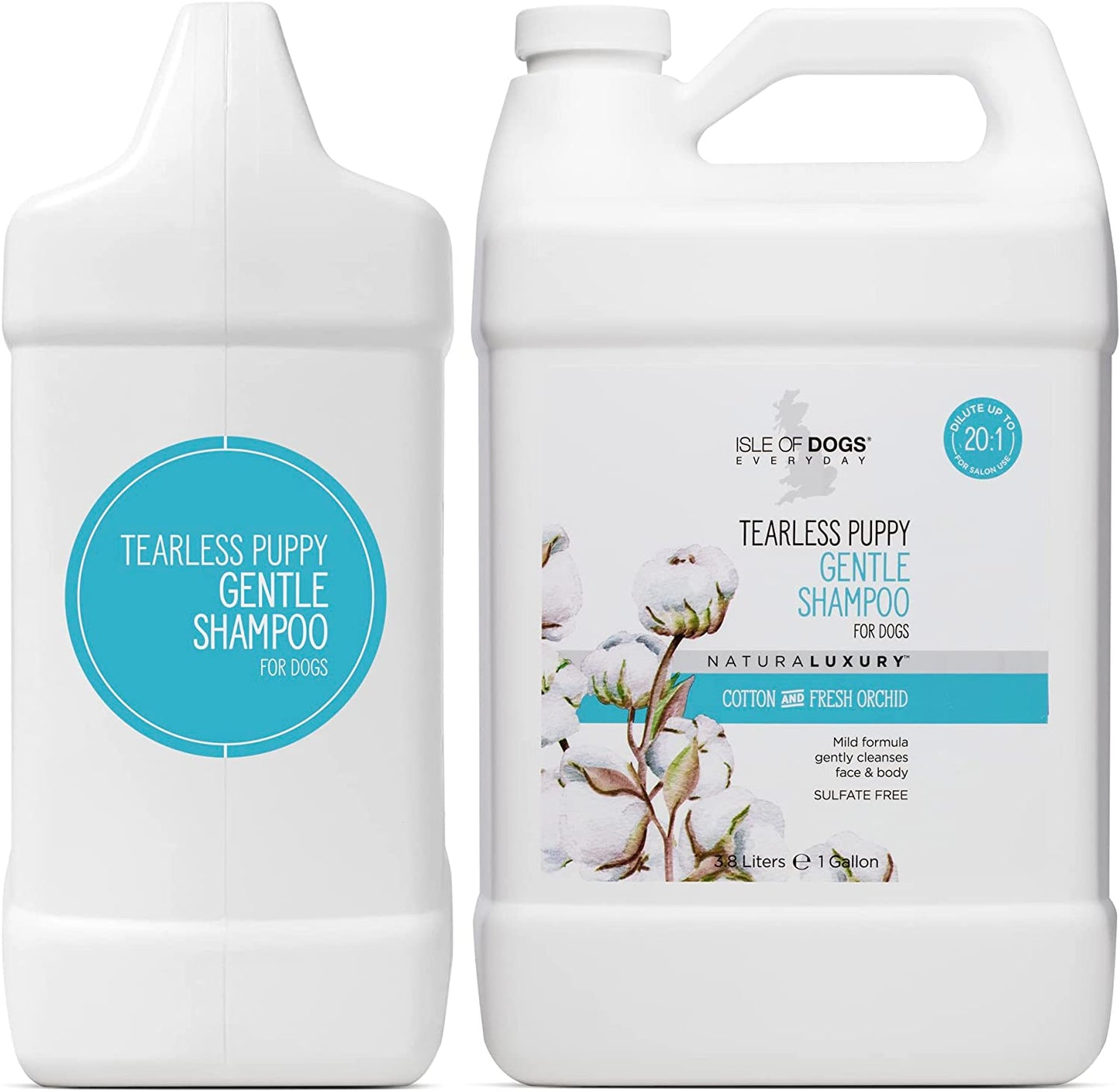 Isle of Dogs Tearless Puppy Shampoo – Cotton & Fresh Orchid, Sulfate & Paraben Free, 1 Gallon