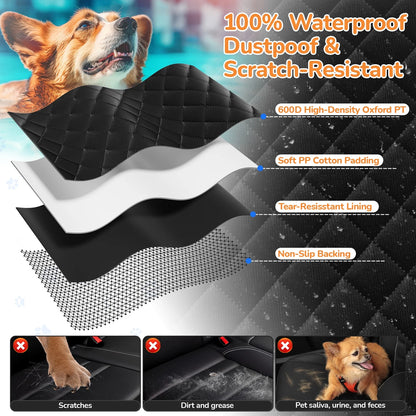 Waterproof Dog Car Seat Cover – Non-Slip Back Seat Hammock with Side Flaps for Cars, Trucks, and SUVs