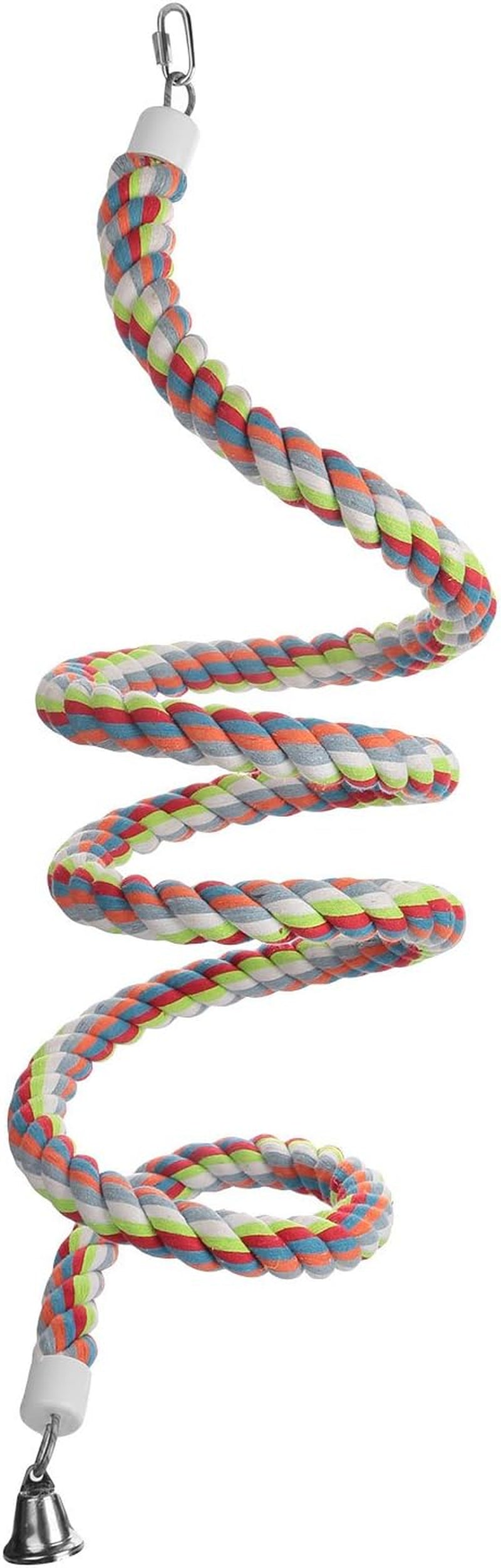 Bird Climbing Rope Perch Toy – 94.5” Bungee Parrot Rope with Bell