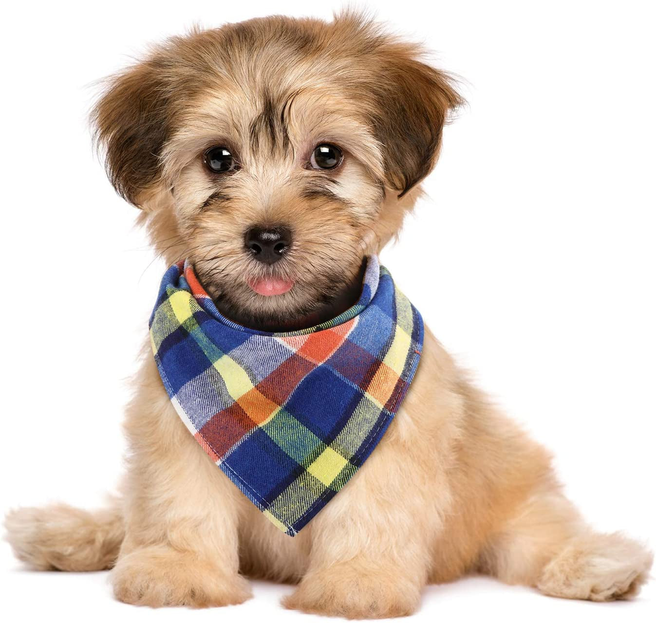 12-Pack Plaid Dog Bandanas – Adjustable Triangle Scarves for Small & Medium Pets