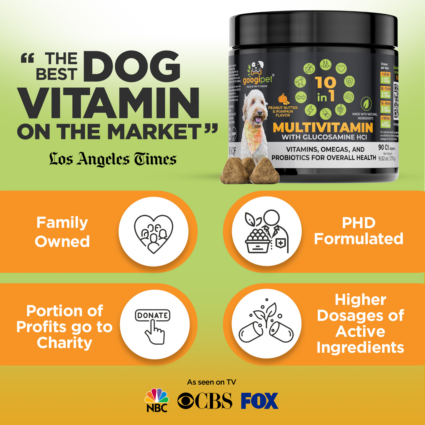 Googipet 10-in-1 Multivitamin Chews for Dogs – Peanut Butter & Pumpkin
