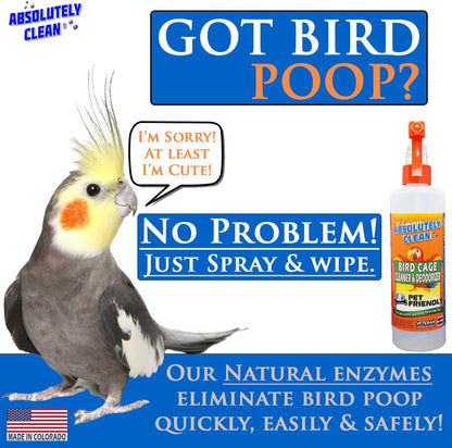 Bird Cage Cleaner & Deodorizer – Fragrance-Free Enzyme Spray, 128 oz Gallon