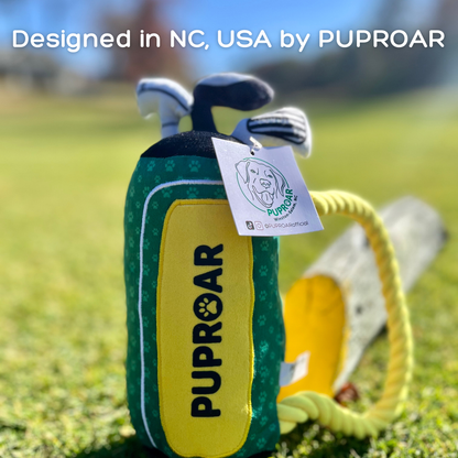 PupRoar Golf Squeaky Plush Dog Toy with Rope