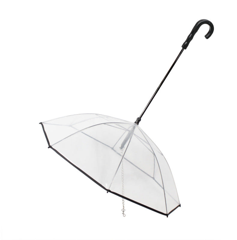Transparent Dog Umbrella Leash – Rain Shield for Small Pets