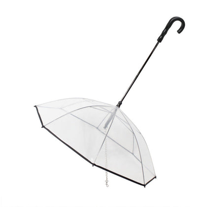 Transparent Dog Umbrella Leash – Rain Shield for Small Pets