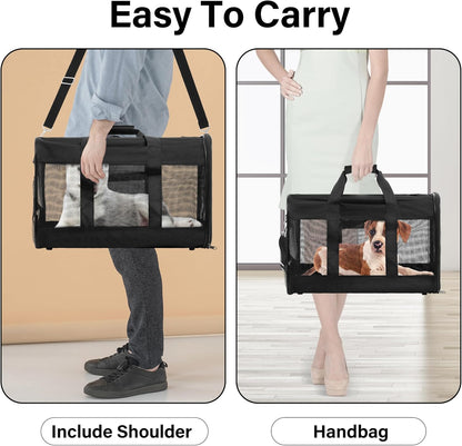 Soft-Sided Pet Travel Carrier – Airline-Approved Portable Carrier for Cats and Small Dogs, Medium