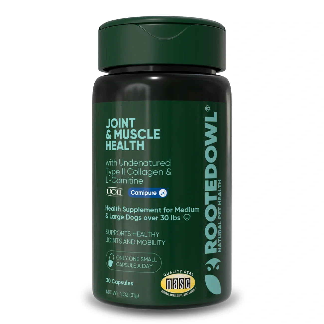 Rooted Owl Joint & Muscle Health Capsules for Medium & Large Dogs
