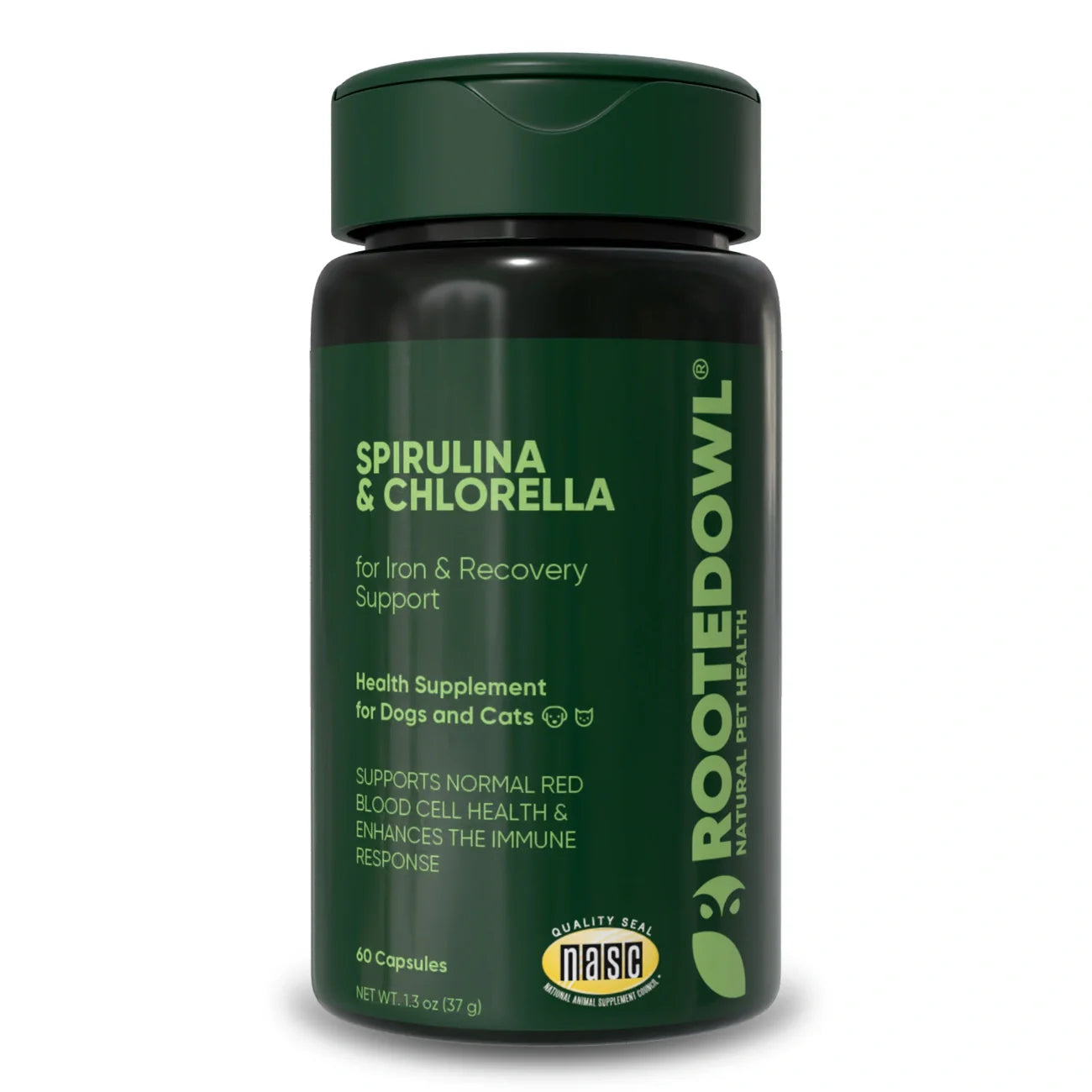 Rooted Owl Spirulina & Chlorella Capsules for Dogs & Cats