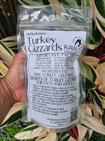 Raw Instincts Dehydrated Turkey Gizzards for Cats & Dogs – 3 oz