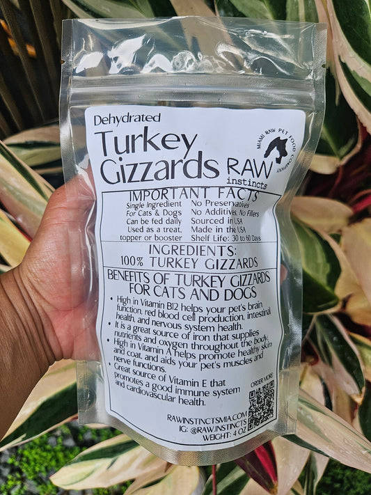 Raw Instincts Dehydrated Turkey Gizzards for Cats & Dogs – 3 oz