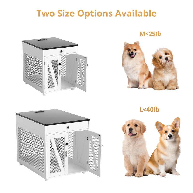 Dog Crate End Table with Drawer & USB