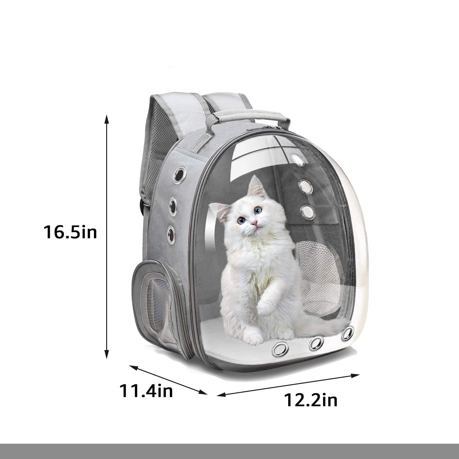 Cat Backpack Carrier – Space Capsule Travel Bag for Cats & Small Pets – Gray