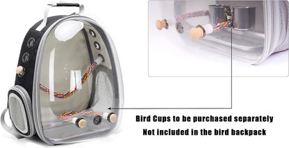Bird Travel Carrier Backpack – Clear Space Capsule Bird Cage for Parakeets, Cockatiels & Small Parrots