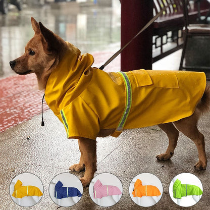 Waterproof Dog Raincoat – Hooded Reflective Pet Poncho