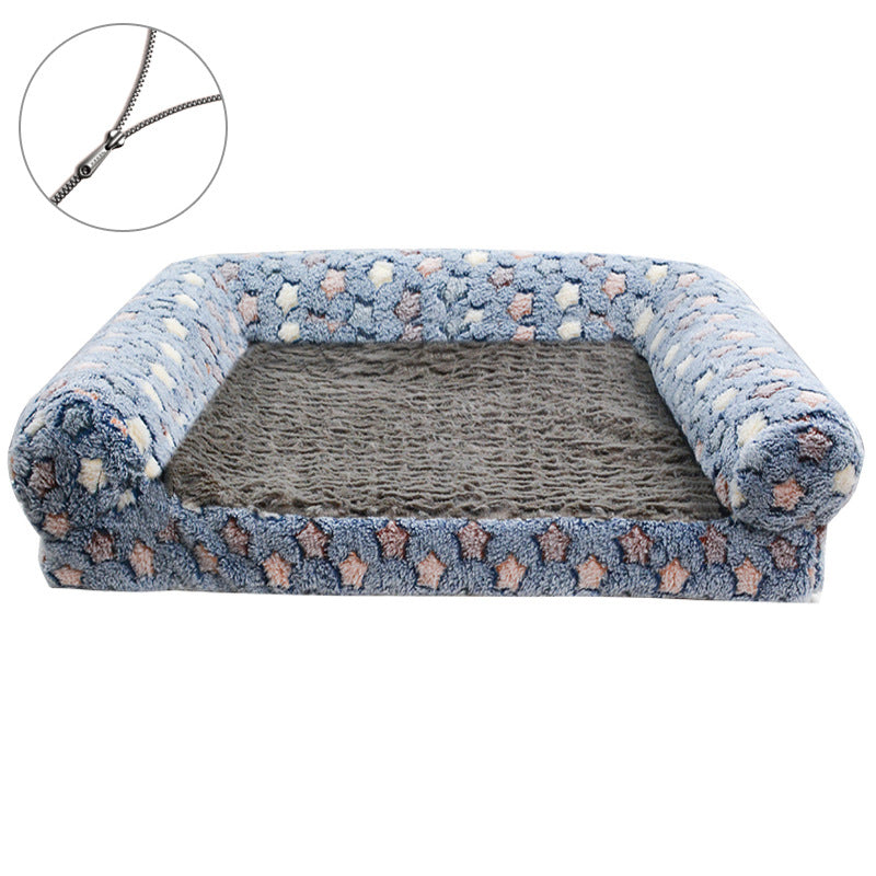 Cartoon Paw Print Pet Sofa Bed – Removable & Washable Dog and Cat Bed