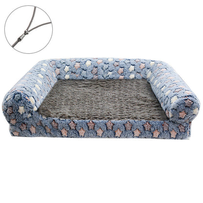 Cartoon Paw Print Pet Sofa Bed – Removable & Washable Dog and Cat Bed