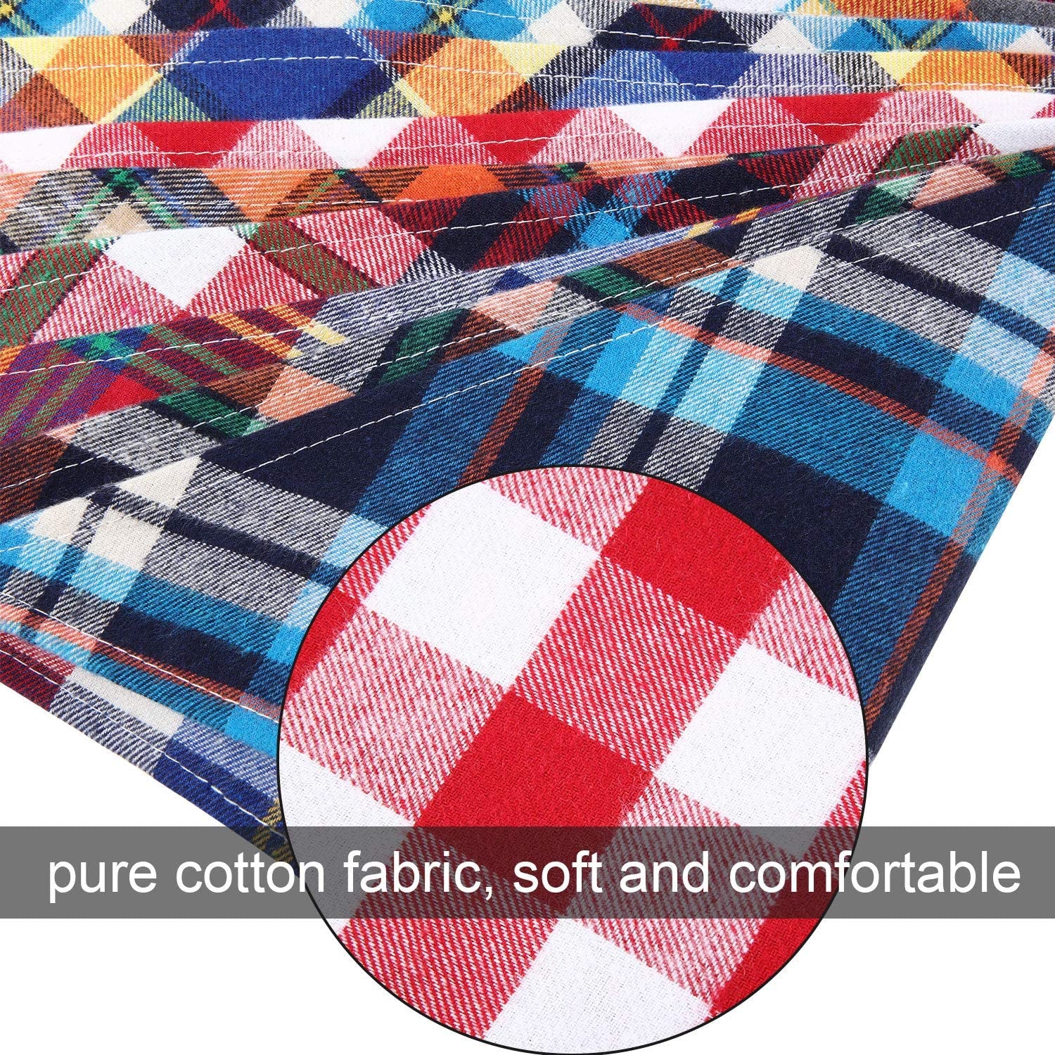 12-Pack Plaid Dog Bandanas – Adjustable Triangle Scarves for Small & Medium Pets