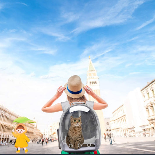Cat Backpack Carrier – Space Capsule Travel Bag for Cats & Small Pets – Gray
