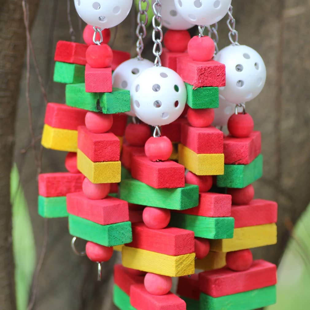 Large Parrot Chew Toy – 22” Wooden Bird Cage Toy for Macaws, Cockatoos & African Greys