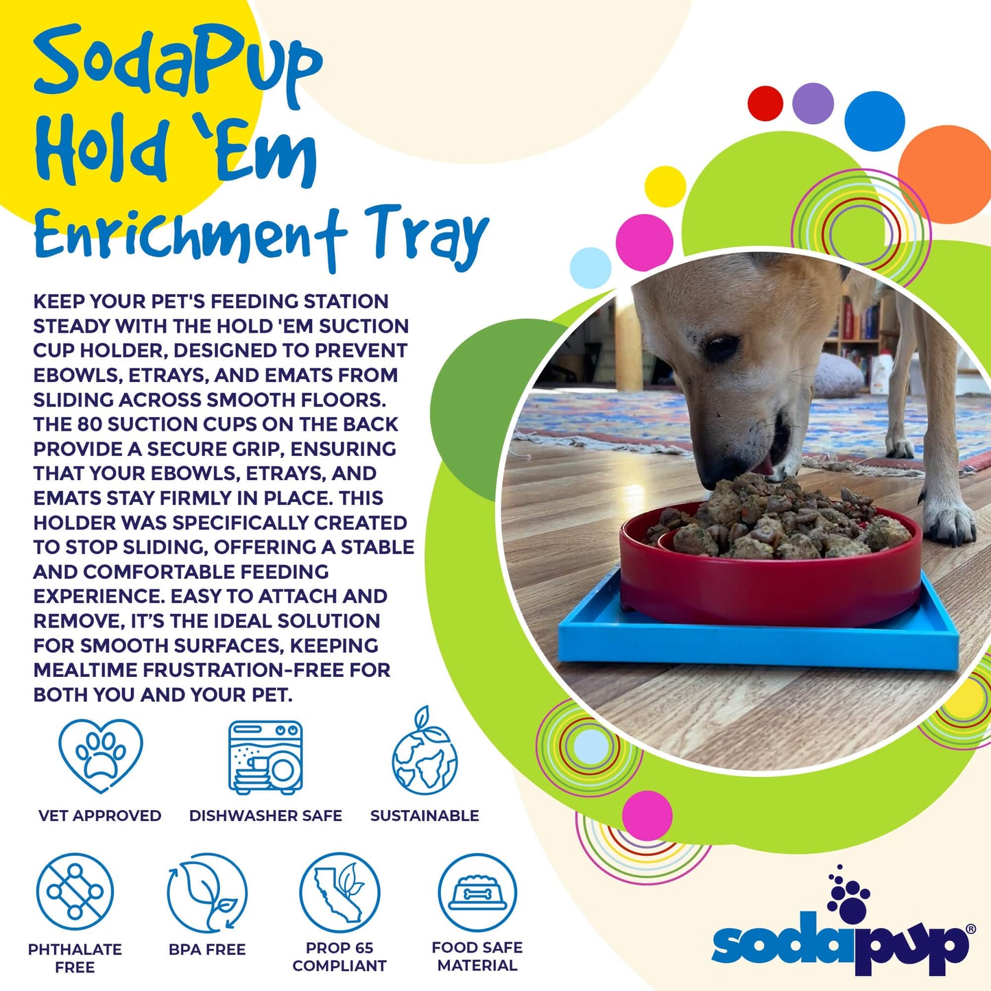 SodaPup Hold ’em Suction Cup Holder – Dog Bowl & Lick Mat Stabilizer