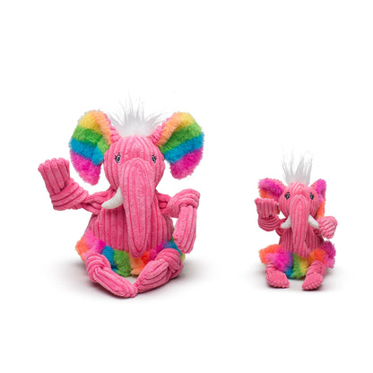 HuggleHounds Rainbow Elephant Knottie Plush Dog Toy