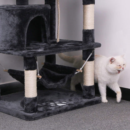 Cat Tree Condo Tower – 57” Gray Kitten Activity Center with Scratching Posts