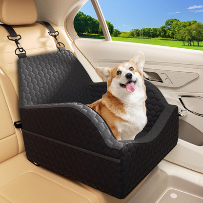 Dog/Cat Car Seat Booster – Elevated Travel Seat with Memory Foam Cushion for Small Dogs and Cats