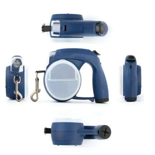 5 in 1 Retractable Dog Leash – LED Walking Lead with Poop Bag Holder