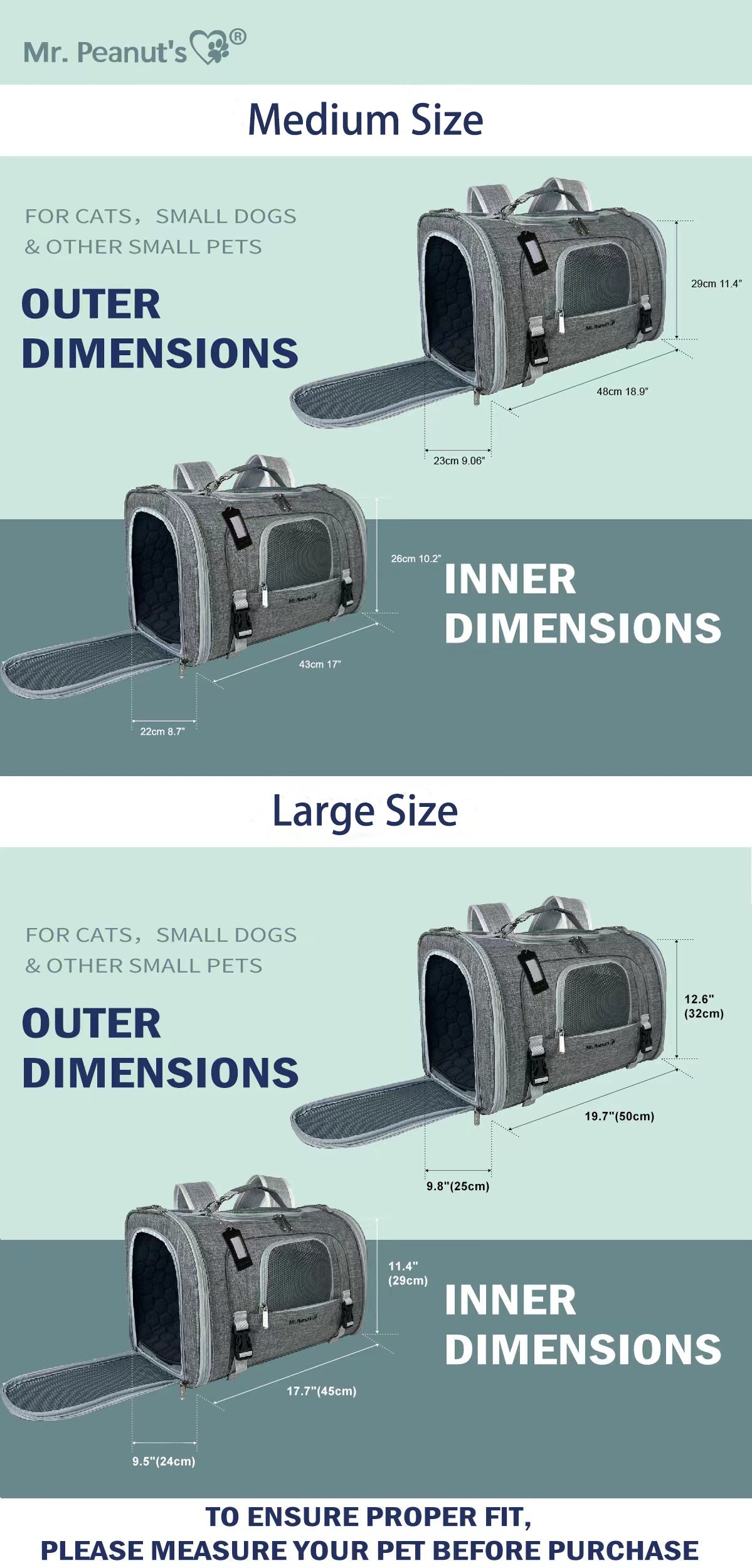 Mr. Peanut’s Monterey Horizontal Backpack Pet Carrier – FAA Airline-Friendly Travel Carrier