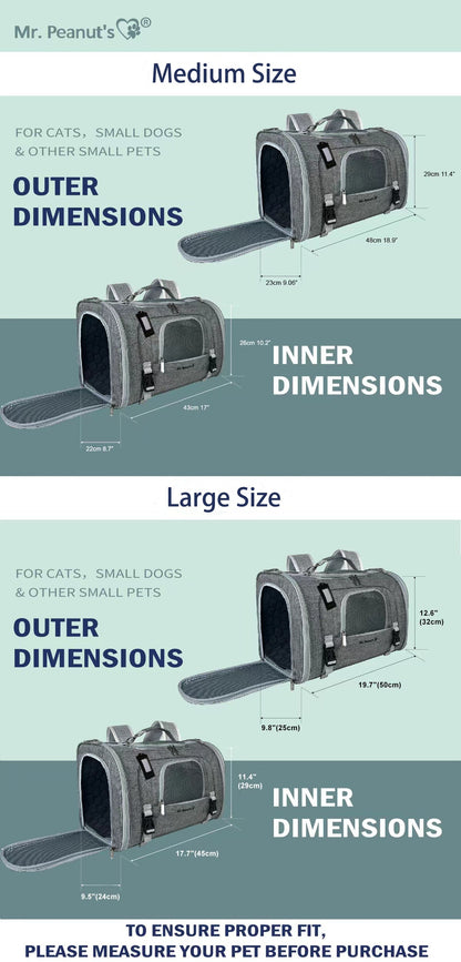 Mr. Peanut’s Monterey Horizontal Backpack Pet Carrier – FAA Airline-Friendly Travel Carrier