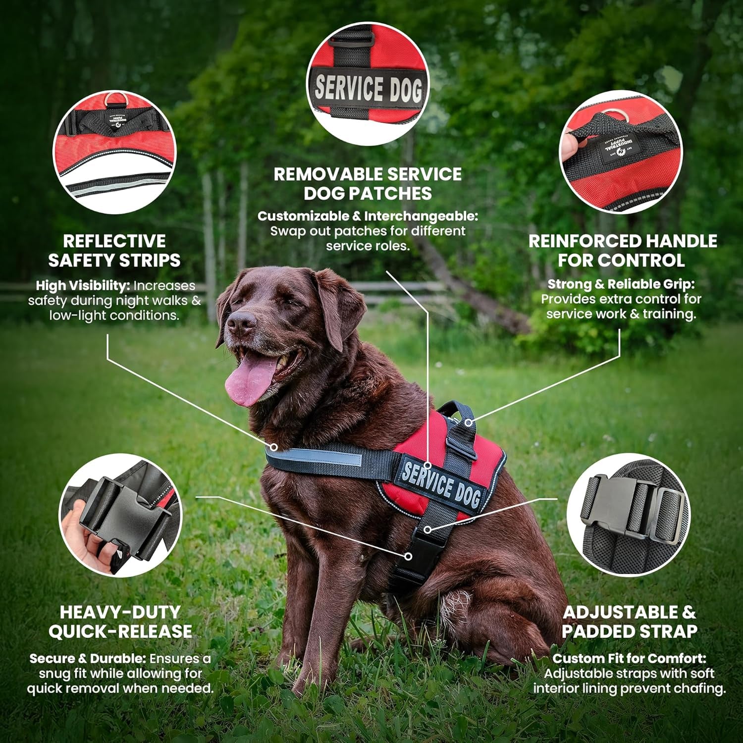 Emotional Support Dog Vest – XXS Pink Reflective Harness with Removable Patches