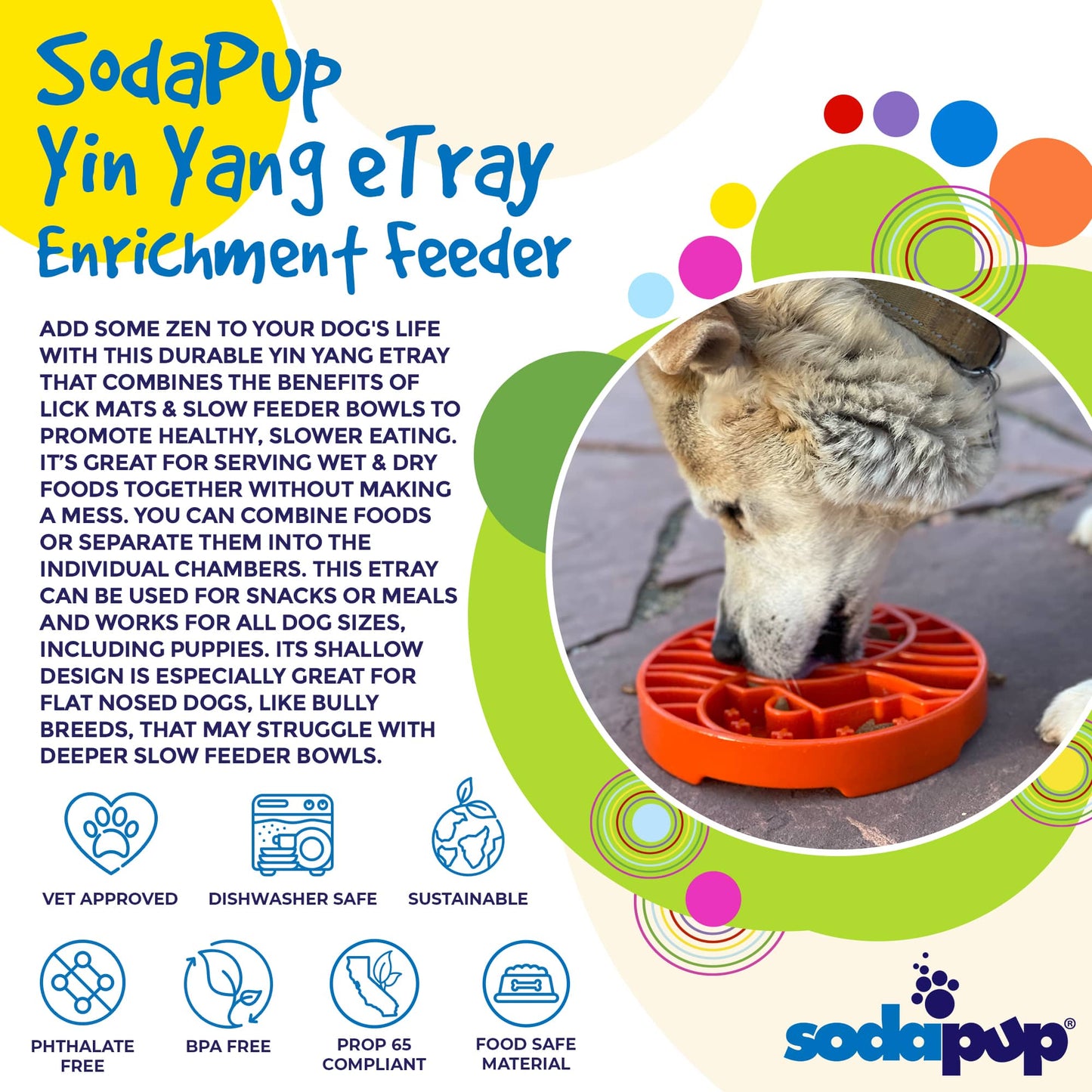 Sun & Moon eTray Slow Feeder Dog Bowl – Shallow Enrichment Tray