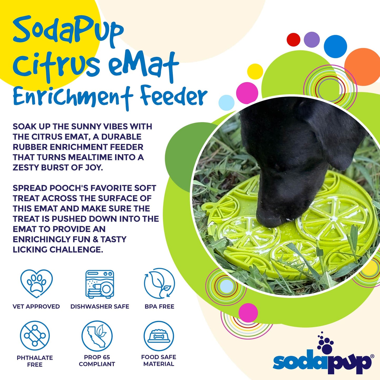 SodaPup Citrus Lick Mat – Enrichment Mat with Suction Cups