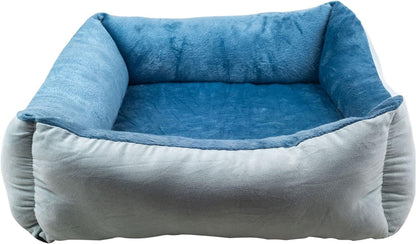Orthopedic Rectangle Dog Bed – Medium 25” x 21” Bolster Pet Bed with Removable Insert, Blue