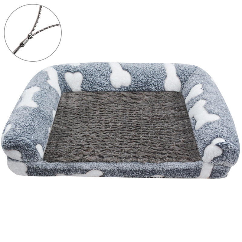 Cartoon Paw Print Pet Sofa Bed – Removable & Washable Dog and Cat Bed