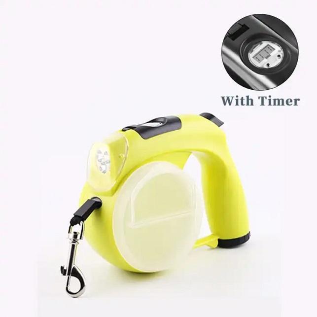 5 in 1 Retractable Dog Leash – LED Walking Lead with Poop Bag Holder