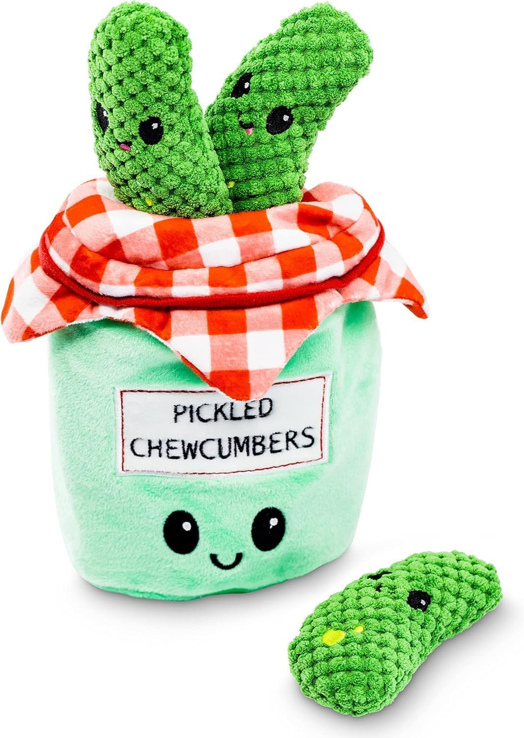 Pickled Chewcumbers Hide and Seek Dog Toy – Plush Squeaky Puzzle Toy for Small and Medium Dogs