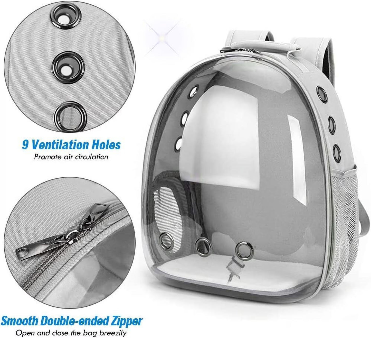 Cat Backpack Carrier – Space Capsule Travel Bag for Cats & Small Pets – Gray