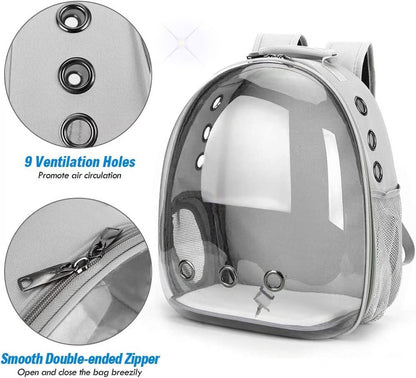 Cat Backpack Carrier – Space Capsule Travel Bag for Cats & Small Pets – Gray
